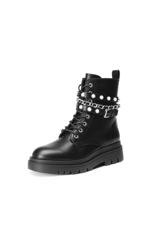 Women's Fashion Platform Combat Boots Lace Up Lug Sole Goth Ankle Booties Shoes
