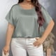 thumbnail image 2 of Camiseta Casual de Cuello Redondo de Color Sólido, Camisetas de Verano de Tamaño Más de las Mujeres para el Uso Diario, 2 of 6