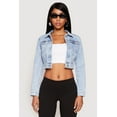 thumbnail image 2 of Womens WAX Mineral Wash Cropped Denim Jacket, 2 of 5