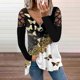 thumbnail image 1 of Pntutb Moda Mujer Hollow Out Cremallera Estampado Cuello en V Camiseta Manga Larga Casual tops Pntutb Pntutb-4619, 1 of 4