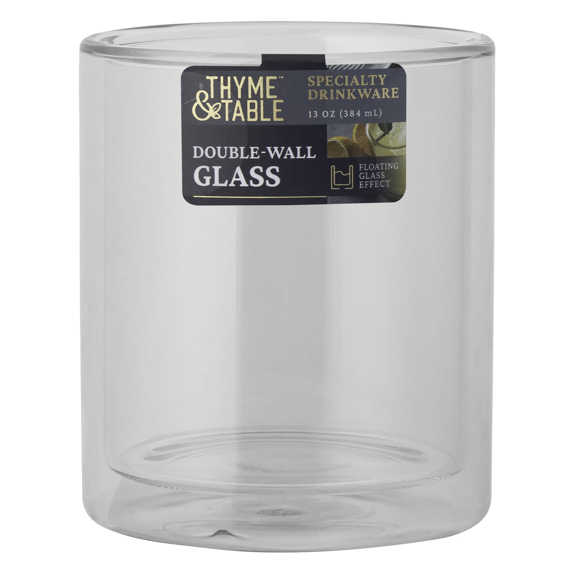 Thyme & Table 13oz Double Wall Clear Drinking Glass, Insulated