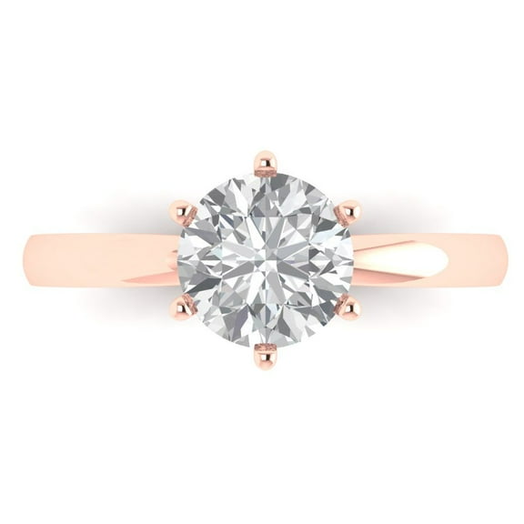 Clara Pucci 14K Rose Gold 1.5ct WhiteSapphire Solitaire Ring for Women