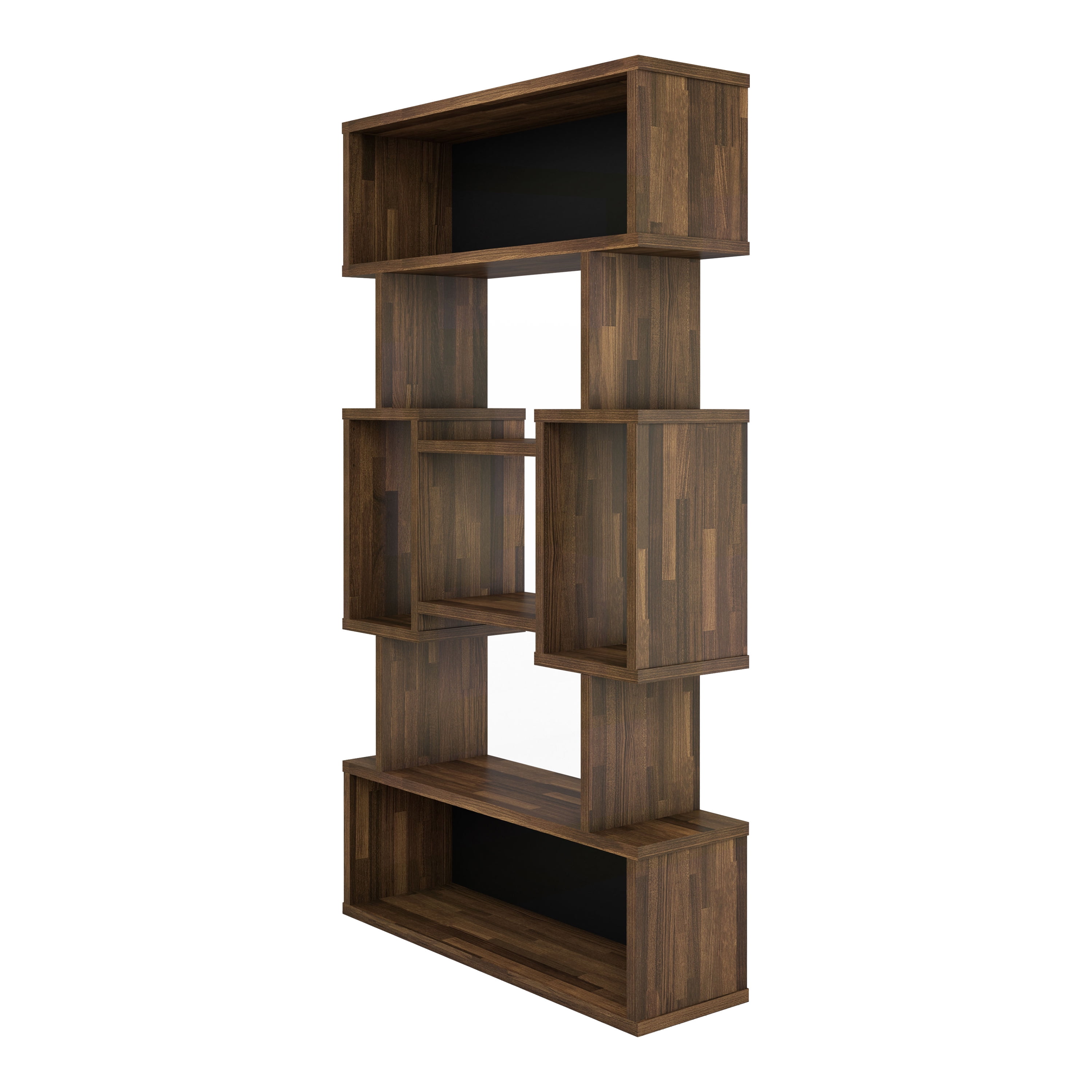 Furniture of America Rhine Modern 13-Shelf Geometric Bookcase, Light Hickory
