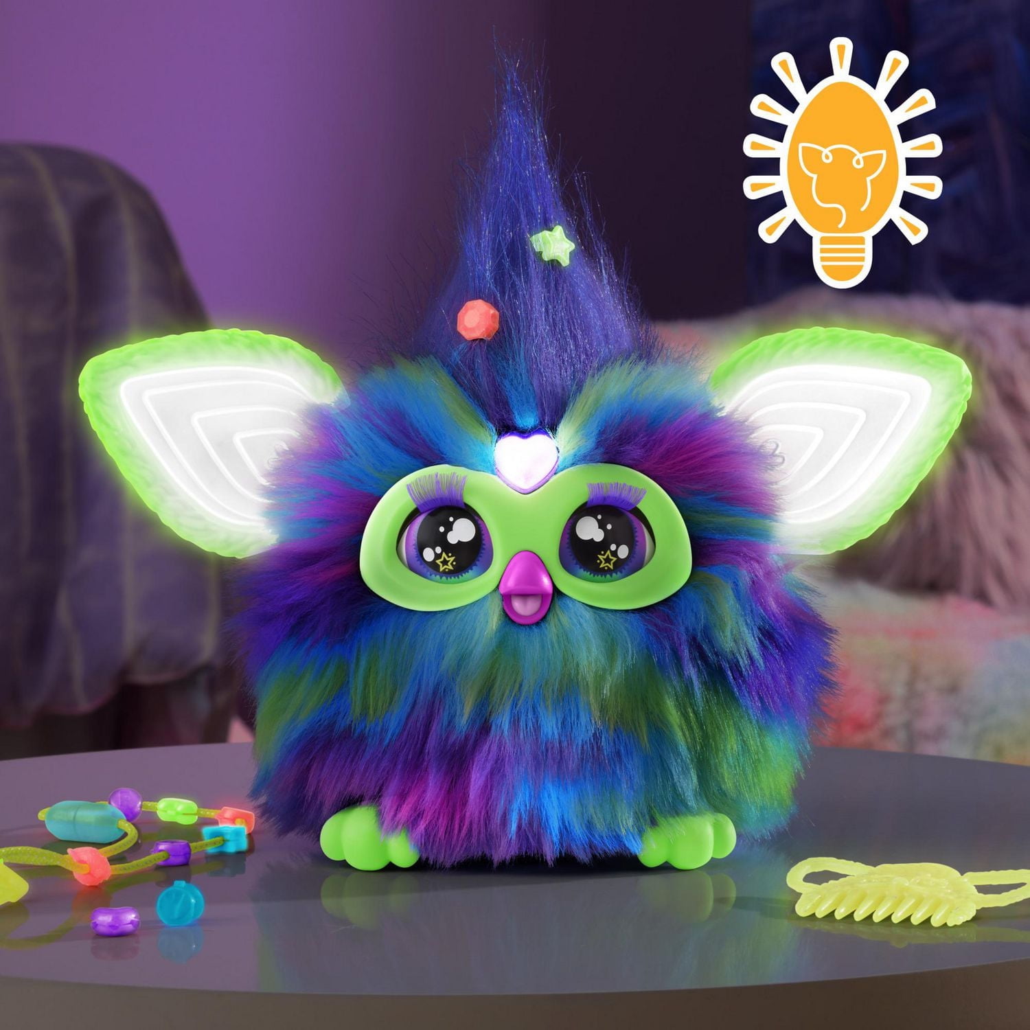 Furby Glow in the Dark Galaxy Edition Plush, Voice Activated, Interactive Toys, Ages 6+