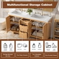 thumbnail image 4 of [Video]59.3-Inch Modern Bathroom Vanity with 4 Doors & 3 Drawers, Handle-Free Design, Soft-Close Hinges, Hidden Drawer Slides, SMC Sink, 4 of 17