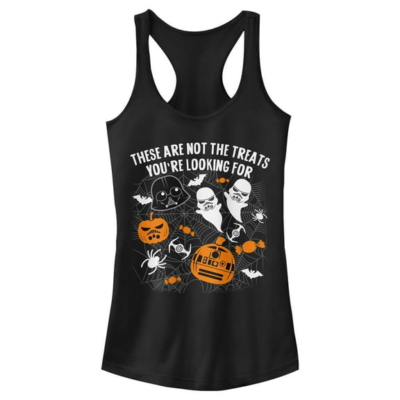 Junior's Star Wars Halloween Not the Treats  Racerback Tank Top Black Small