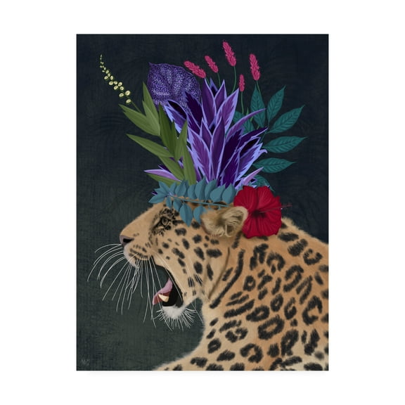 Trademark Fine Art 'Chewing Giraffe Flowers 1' Canvas Art by Fab Funky