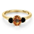 thumbnail image 3 of Gem Stone King 10K Yellow Gold Ecstasy Mystic Topaz and Black Diamond Engagement Ring for Women | 1.34 Cttw | Oval 7X5MM | Gemstone November Birthstone | Size 7, 3 of 6
