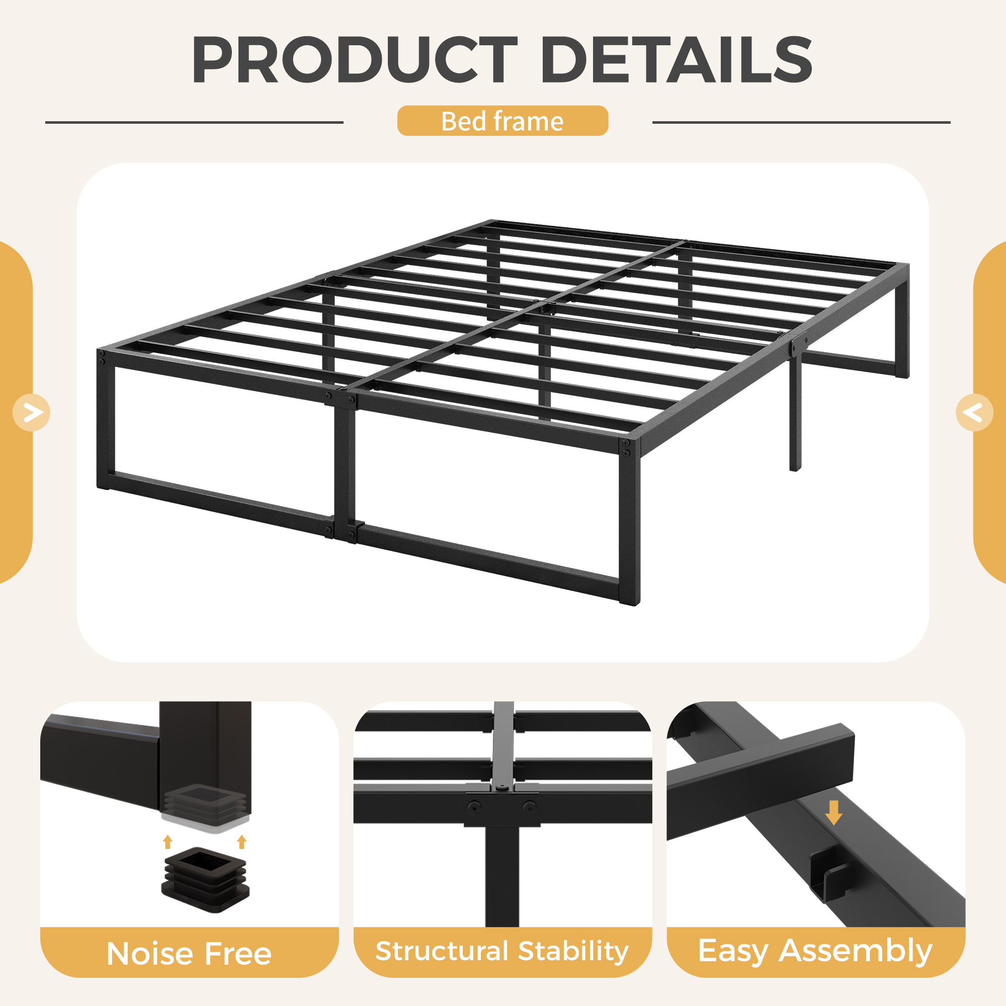 Bedofmine Queen Metal Platform Bed Frame, 14-Inch photo 4