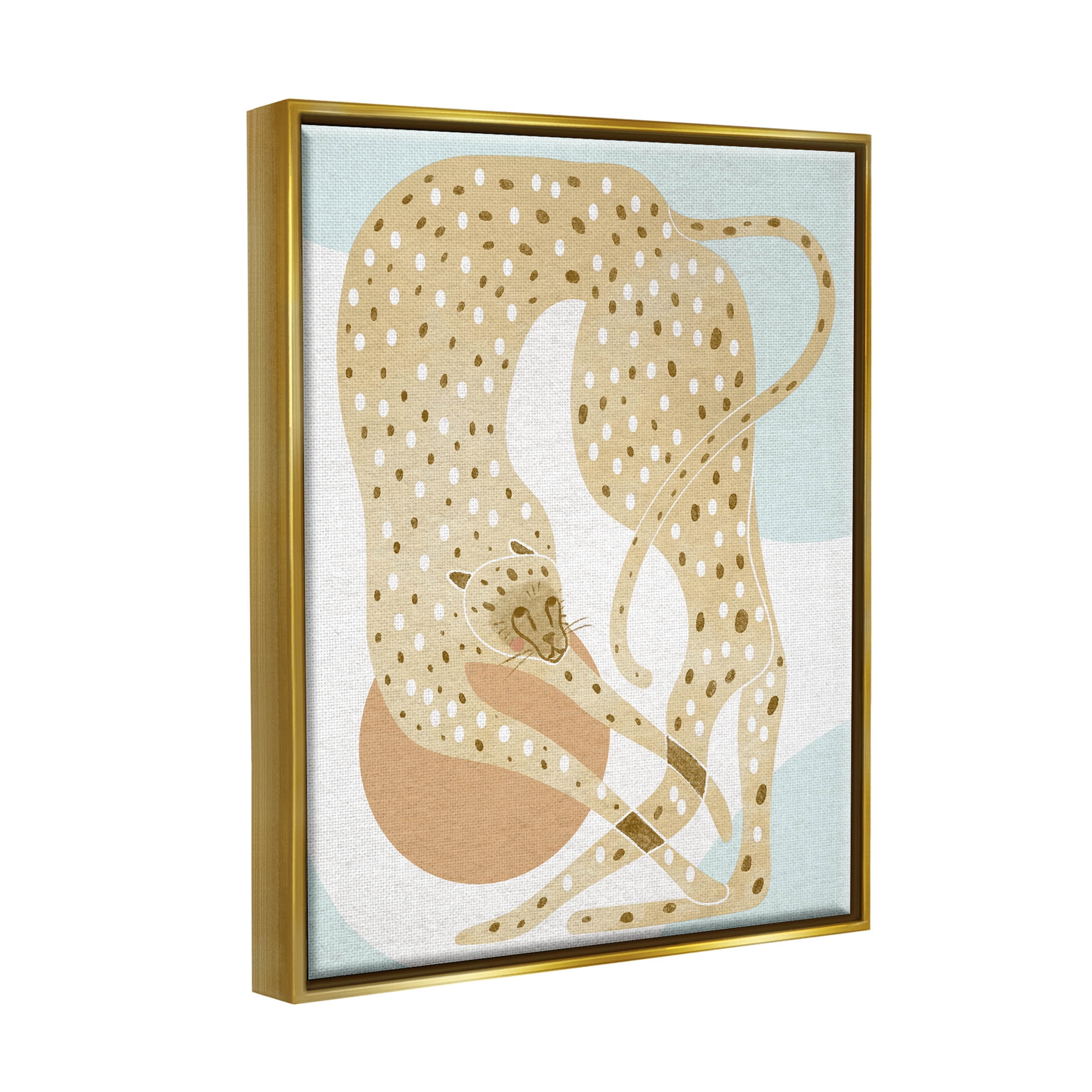 Contemporary Cheetah Shapes Animals & Insects Graphic Art Metallic Gold Framed Art Print Wall Art