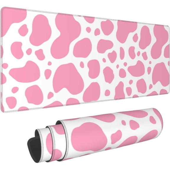 Pink Cow Print Gaming Mouse Pad Large XL Desk Mat Long Extended Pads Big Mousepad for Home Office Decor Accessories 31.5 X 11.8 Inch
