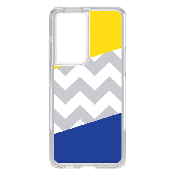 DistinctInk Clear Hybrid Case for Samsung Galaxy S21 Ultra (6.8" Screen) - Chevron Stripes Pattern - Shockproof Protection