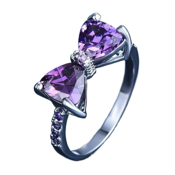APIPEE Women 925 Sterling Silver Dark Purple Butterfly Cubic Zirconia Thumb Ring Women's Jewelry Lady Gifts