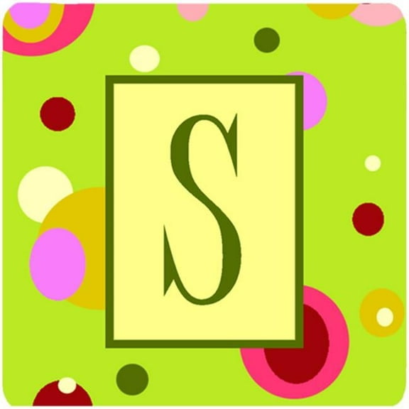 Monogram - Green Foam Coasters Initial Letter S, Set Of 4