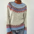 thumbnail image 2 of Kilaqueen Fair Isle Sweaters for Women Crew Neck Long Sleeve Knitted Pullover Comfy Warm Fall Winter Fashion Holiday, 2 of 4