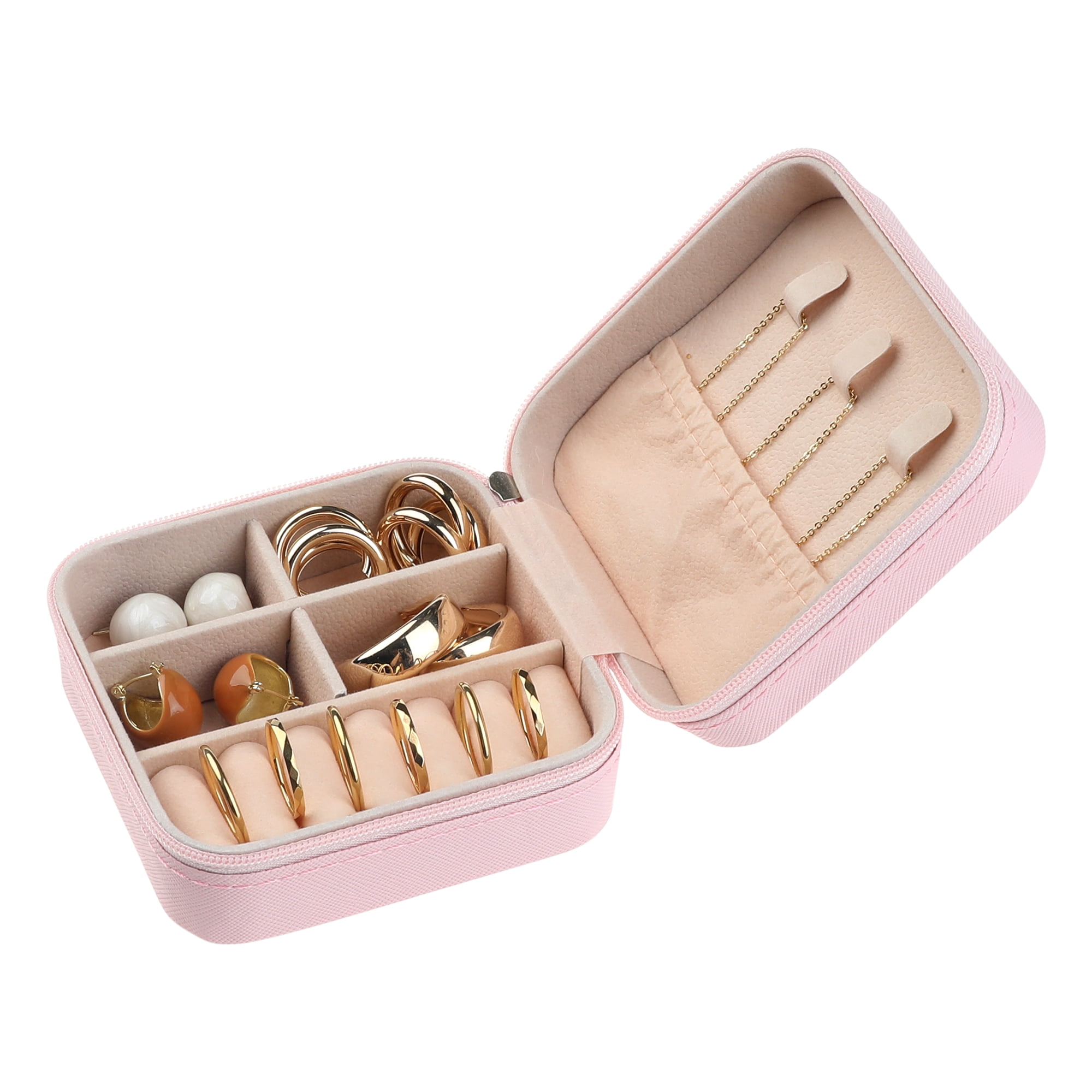 Unique Bargains Jewelry Box Small PU Leather Jewelry Organizer Case Storage Display Holder Pattern B