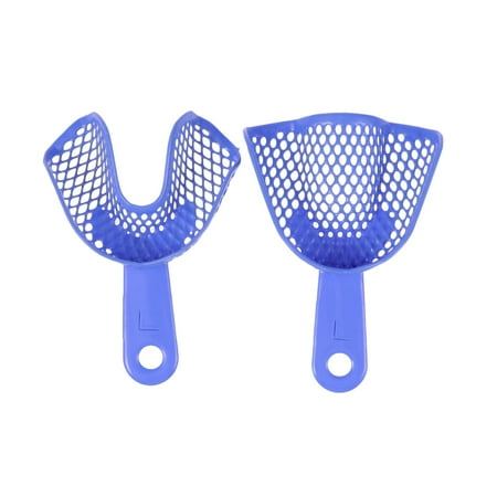 

YIHONGMU 2pcs Dental Disposable Trays Plastic Impression Trays Dental Materials Dual Arch Tray (Blue L)