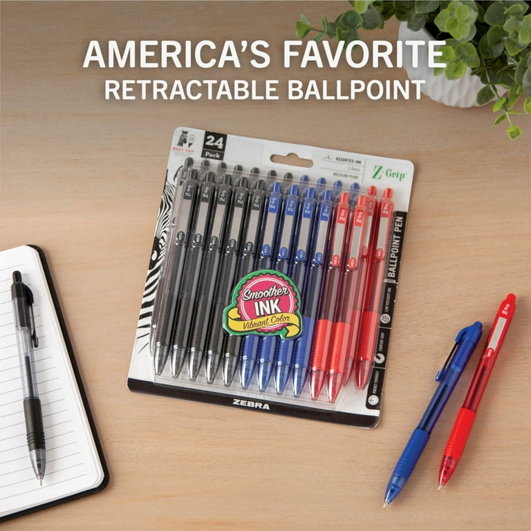 Zebra Z-Grip Medium Writing Ballpoint Pen, Retractable, 1.0mm