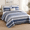 01-1 Blue/Gray-Oversized Cal King (118"x106"), variant on 01-1 Blue/Gray Oversized Cal King (118"x106") Striped Floral Cotton Quilt Set