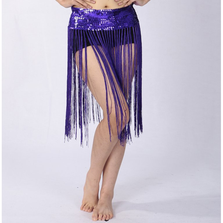 Long Sequin Fringe Belly Dance Hip Scarves Scarf for Tribal Fusion