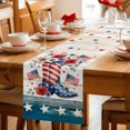 thumbnail image 5 of Independence Day Table Runner 70 Inches, American Flag Boots Red Flowers Retro Wooden Bed Runner Dresser Scarves Tabletop for Indoor Outdoor Parties/Ceremony/Banquet, 13" x 70", 5 of 9