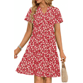 thumbnail image 1 of UVN Vestidos de Verano para Mujer Manga Corta Cuello en V Vestido Midi Damas Casual Playa Línea a Vestido Veraniego con Bolsillos, 1 of 9