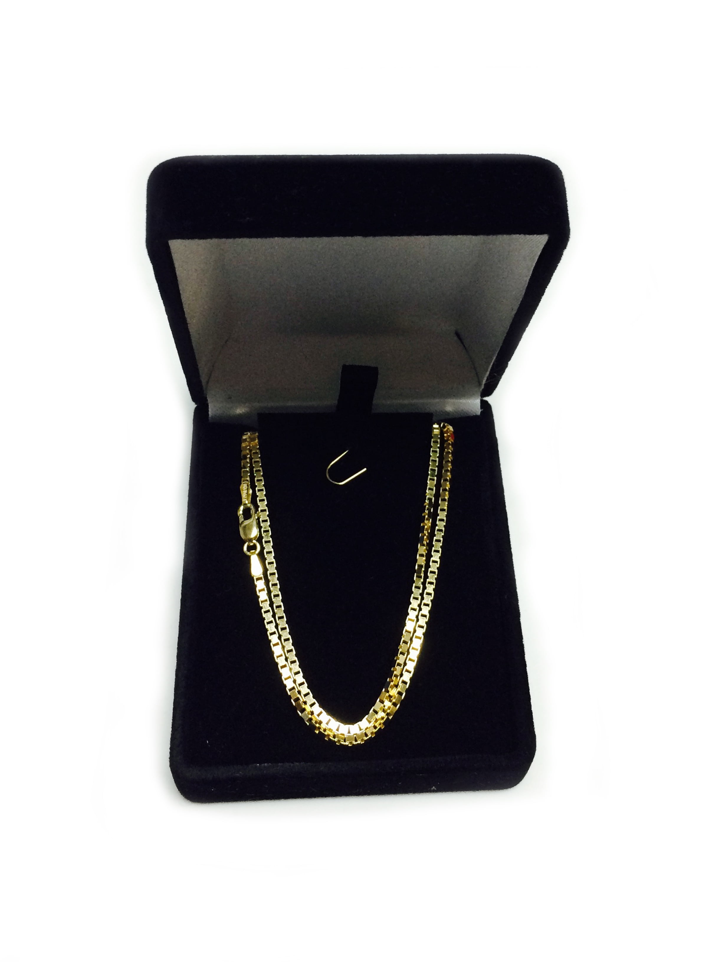 14k Yellow Solid Gold Mirror Box Chain Necklace, 1.7mm, 18