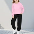 thumbnail image 2 of AHTJRT Tracksuit Set for Kids Long Sleeve Hoodie Sweatshirt Tapered Pants Set Two Pieces Fall Spring Running Hiking Outfits Pink#01 3-4 Years, 2 of 9