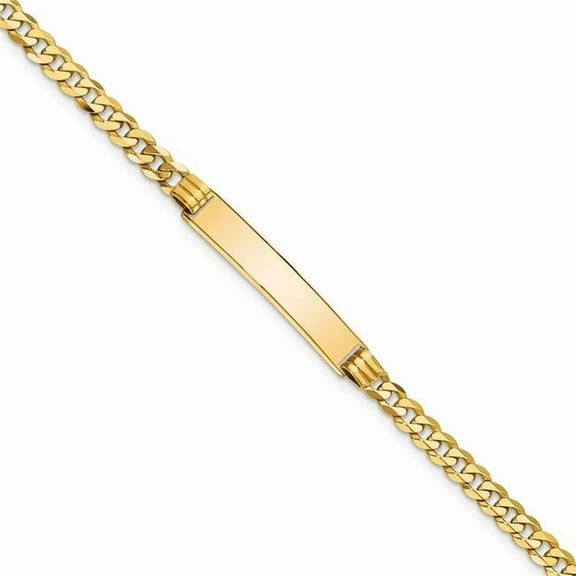 Primal Gold 10 Karat Yellow Gold Flat Curb Link ID Bracelet