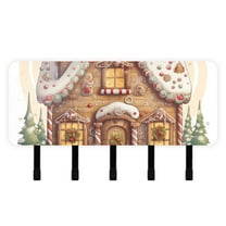 Gingerbread House Cookies Trees Mail Holder Organizer Wall Mount with Shelf Key Holder Key Rack with 5 Key Hooks for Wall Decorative