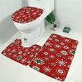 thumbnail image 2 of Red Christmas Snowflake Pattern Bathroom Rugs Sets 3 Piece,Toilet Cover Set,Absorbent Non Slip Bathroom Mats Sets with U-Shaped Contour Rug Toilet Rug Set, 2 of 5