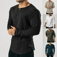 thumbnail image 6 of CENL Mens Casual Long Sleeve T-shirt Henley Grandad V Neck Button Solid Tee Shirt Top, 6 of 6