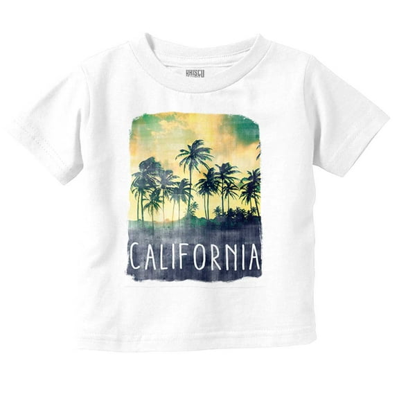 California Watercolor Palm Trees Toddler Boy Girl T Shirt Infant Toddler Brisco Brands 6M