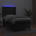 thumbnail image 5 of vidaXL Box Spring Bed with Mattress&LED Black 39.4"x74.8" Twin Faux Leather, 5 of 6