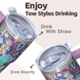 thumbnail image 4 of 20oz Stainless Steel Bohemian Travel Mug with Handle, Vacuum Insulated Tumbler, Comes with Straws & Leak-Proof Lid, Perfect Gift, 4 of 5