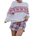thumbnail image 2 of Suéter de Punto para Mujer con Estampado de Lazo en Forma de Corazón, Larga, Cuello Redondo, Estilo Casual Rojo S, 2 of 8