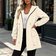thumbnail image 5 of Moxiu Lightweight Rain Jacket Plus Size Women Long Raincoat Oversized Hooded Windbreaker Drawstring Waist Waterproof Jackets 2026 Beige,XXXXL, 5 of 8