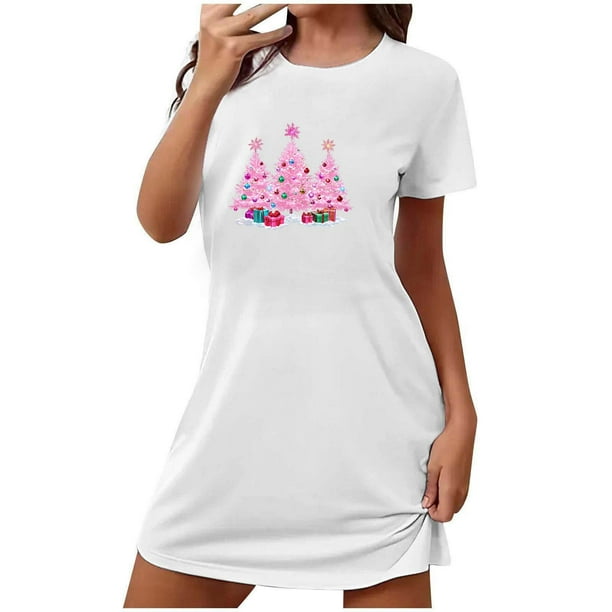 Camisón corto de talla grande para mujer, camisón de manga corta con estampado en el pecho, camisón corto