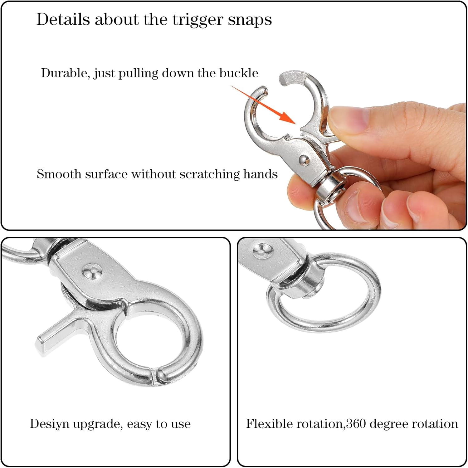 ABPETE 36-Pack Trigger Snap Hooks,Swivel Clips with Reinforced Spring, Zinc Alloy Lanyard Clips for Pet Leashes, Key Rings & Bird Cage Accessories