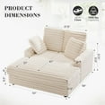 thumbnail image 3 of Oversized Chaise Lounge Chair Indoor, Upholstered Sofa Bed with Throw Pillows and Armrests, Sleeper Chair for Living Room, Bedroom, 3 of 8