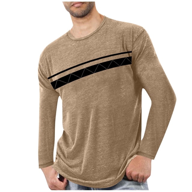 Blusas y camisas de manga larga con cuello redondo para hombre, deportivas, fitness, hogar, pijamas estampados, camiseta de manga larga con cuello redondo, blusa de poliéster para hombre