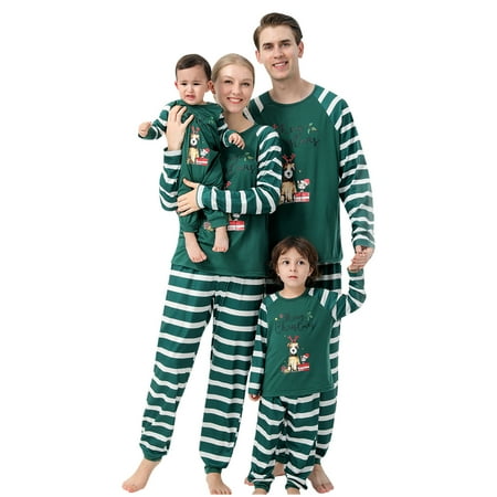 

Dadaria Matching Christmas Pajamas New Cute Fashion Christmas Print Family European And American Pajamas Parent-child Suit Mom Green Women S