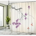 thumbnail image 4 of Ambesonne Japanese Shower Curtain, Coral Hues Cherry Blossoms, 69"Wx70"L, Pale Fuchsia, 4 of 4