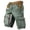 Army Green, variant on Men's Vintage Distressed Cargo Shorts with Ripped American Flag Print and Multi-Pockets Featuring Relaxed Fit Design for Summer Beach Fishing Hiking Army Green L