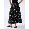 thumbnail image 2 of Black Polka Dot A-Line Midi Skirt For Women, Flowing Cotton Skirt With Elastic Waistband, 2 of 7