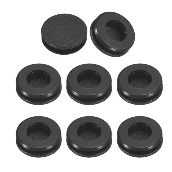 Uxcell 32Pack Rubber Grommets 3/8" (10mm) Drill Hole, 1/4" (8mm) ID Single Sided Hole Plugs Ring Gasket, Black