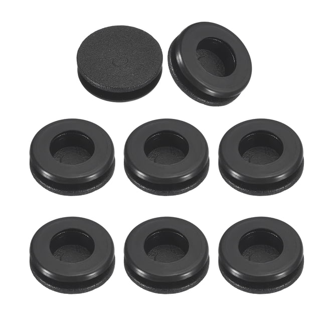 Uxcell 32Pack Grommets de Caucho 3/8" (10mm) Agujero de Perforación, Tapones de Agujero de un Solo Lado de 1/4" (8mm) Anillo Junta, Negro