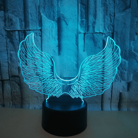 

TIMPCV 3D Angel Wing Night Light Lamp Illusion Night Light 7 Color Changing Touch Switch Table Desk Decoration Lamps Gift with Acrylic Flat （Style 2）