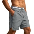 thumbnail image 3 of Men's Running Shorts Drawstring Pockets Solid Color Side Shorts Summer Shorts Loose With Pockets Straight Leg Comfortable Casual Everyday Outdoor Vacation Shorts, 3 of 6
