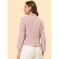 thumbnail image 4 of INSPIRE CHIC Chaqueta abierta de la chaqueta del traje de la cosecha del trabajo de la oficina del frente de las mujeres Rosa-Sólido L, 4 of 6